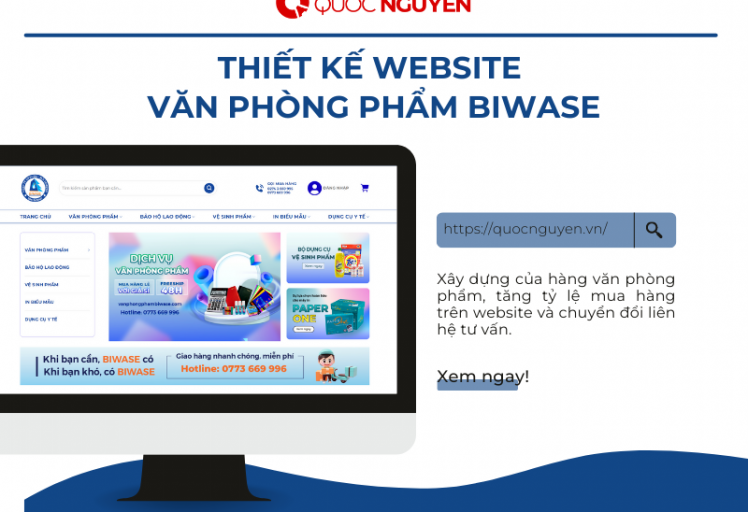 Thiết kế website văn phòng phẩm biwase